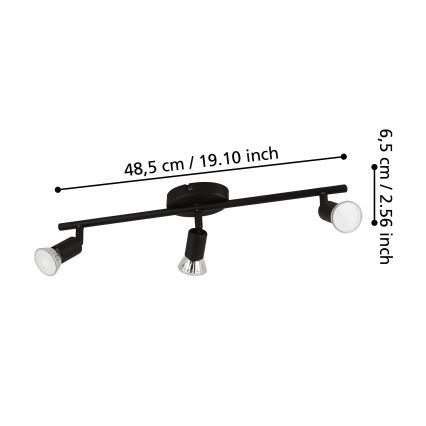 Eglo - LED-Strahler 3xGU10/2,8W/230V 3000K schwarz