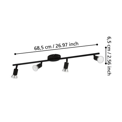 Eglo - LED-Strahler 4xGU10/2,8W/230V 3000K schwarz