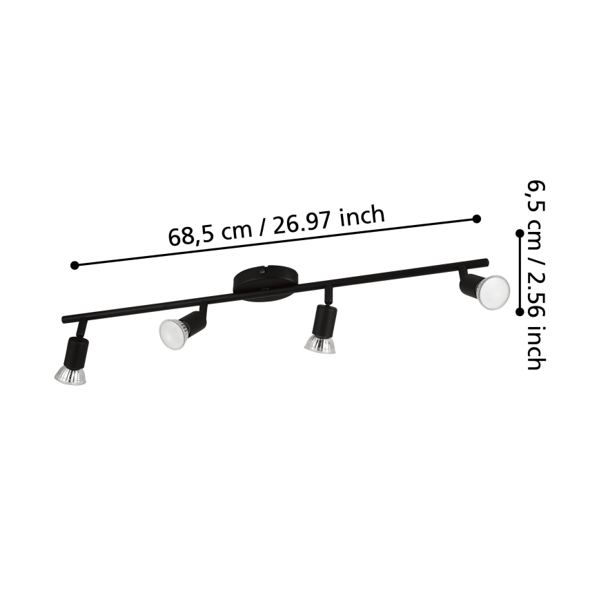 Eglo - LED-Strahler 4xGU10/2,8W/230V 3000K schwarz