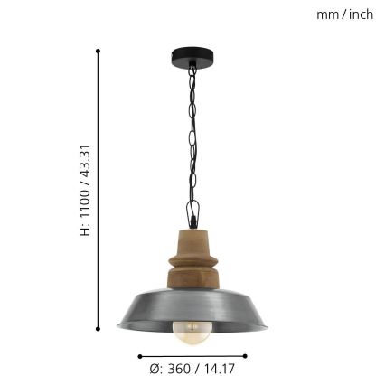 Eglo 33024 - Kette-Kronleuchter  RIDDLECOMBE 1xE27/60W/230V