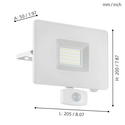 Eglo - LED-Flutlicht mit Sensor LED/50W/230V IP44