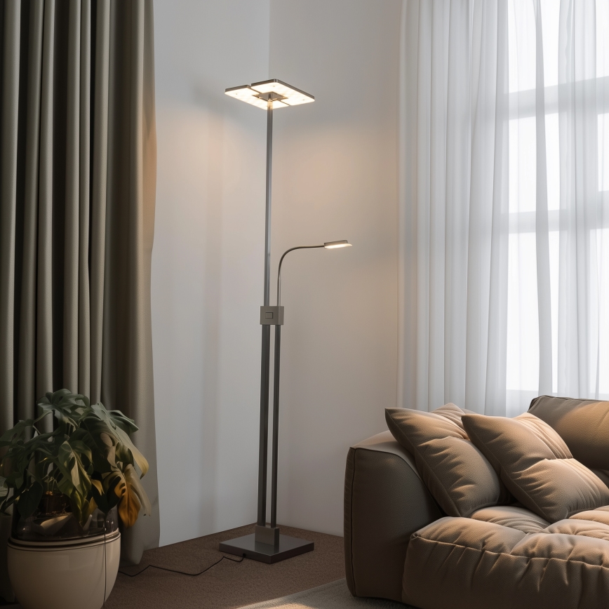 Eglo 33182 - Dimmbare LED-Stehleuchte SOLANO 1xLED/26W/230V +1xLED/3,2W 3000K matt Chrom