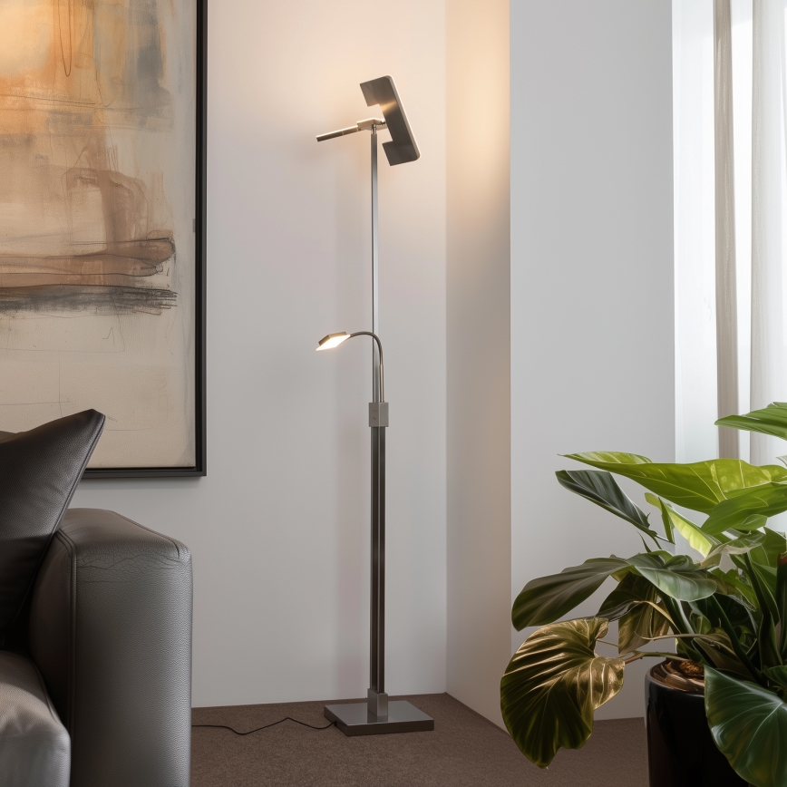 Eglo 33182 - Dimmbare LED-Stehleuchte SOLANO 1xLED/26W/230V +1xLED/3,2W 3000K matt Chrom