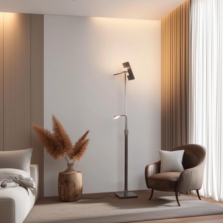 Eglo 33182 - Dimmbare LED-Stehleuchte SOLANO 1xLED/26W/230V +1xLED/3,2W 3000K matt Chrom