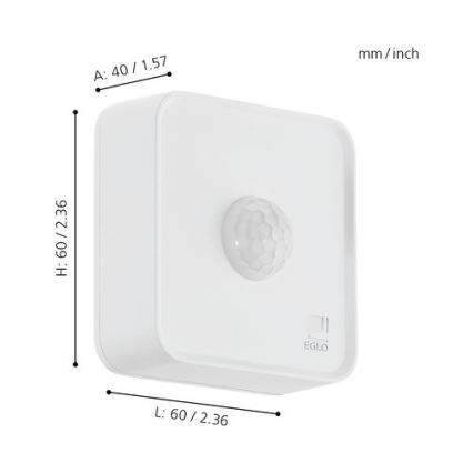 Eglo 33236 - Außen-Bewegungs- und Dämmerungssensor CONNECT SENSOR 3xAA 12 m weiß IP44