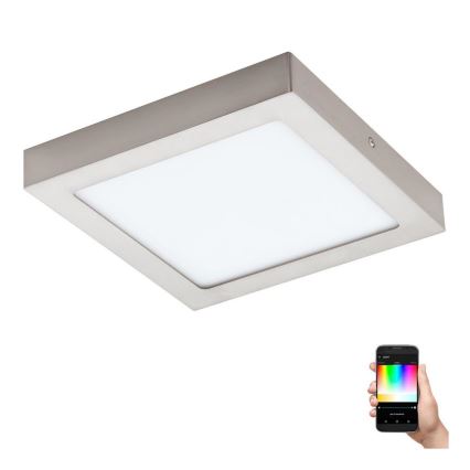 Eglo 33319 - LED RGBW dimmbare Deckenleuchte FUEVA-C LED/15,6W/230V 2700-6500K 22,5x22,5 cm mattchrom