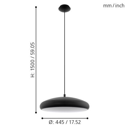 Eglo 33328 - Dimmbare LED-RGBW-Hängeleuchte RIODEVA-C LED/27W/230V 2700-6500K schwarz