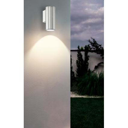 Eglo 33581 - LED RGBW dimmbare Außenwandleuchte RIGA 1xGU10/5W/230V 2700-6500K IP44 mattchrom