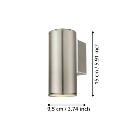 Eglo 33581 - LED RGBW dimmbare Außenwandleuchte RIGA 1xGU10/5W/230V 2700-6500K IP44 mattchrom