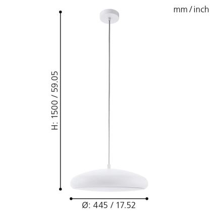 Eglo 33765 - Dimmbare LED-RGBW-Hängeleuchte RIODEVA-C LED/27W/230V 2700-6500K weiß