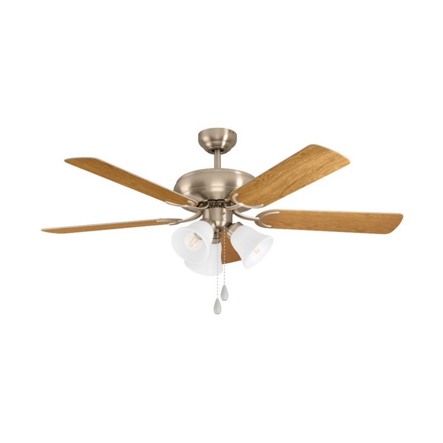 Eglo 35077 - Deckenventilator LAS PALMAS 3xE27/40W/230V mattchrom/braun