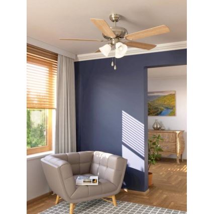 Eglo 35077 - Deckenventilator LAS PALMAS 3xE27/40W/230V mattchrom/braun
