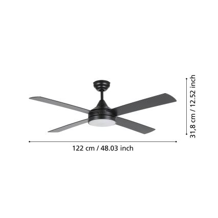 Eglo - LED Dimmbarer Deckenventilator LED/20W/230V + FB schwarz