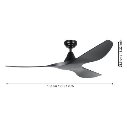 Eglo - Deckenventilator Ø 132 cm schwarz + Fernbedienung