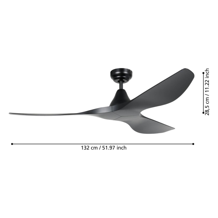 Eglo - Deckenventilator Ø 132 cm schwarz + Fernbedienung