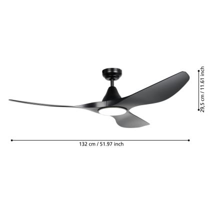 Eglo - LED-Deckenventilator LED/20W/230V 3000/4000/5000K Ø 132 cm schwarz + Fernbedienung