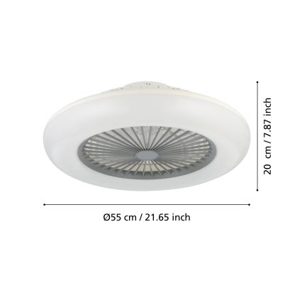 Eglo - Dimmbarer LED-Deckenventilator 3x LED/12,6 W/230 V 2700–6500 K Ø 55 cm grau + Fernbedienung