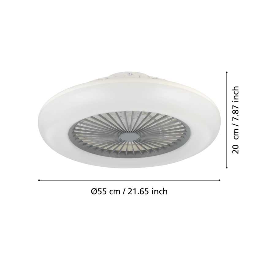 Eglo - Dimmbarer LED-Deckenventilator 3x LED/12,6 W/230 V 2700–6500 K Ø 55 cm grau + Fernbedienung