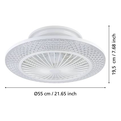 Eglo - Dimmbarer LED-Deckenventilator 3x LED/12,6 W/230 V 2700–6500 K Ø 55 cm weiß + Fernbedienung