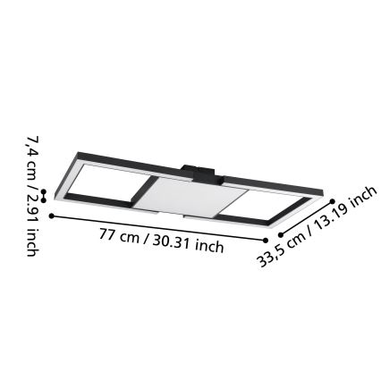 Eglo - Dimmbare LED-Deckenleuchte LED/26,2W/230V 2700-6500K schwarz + Fernbedienung