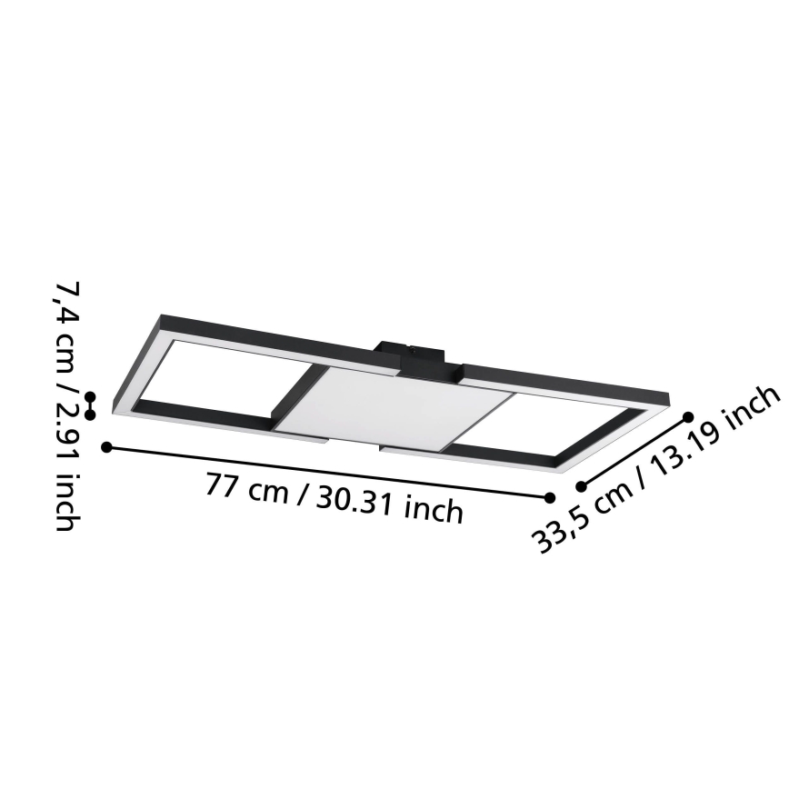 Eglo - Dimmbare LED-Deckenleuchte LED/26,2W/230V 2700-6500K schwarz + Fernbedienung