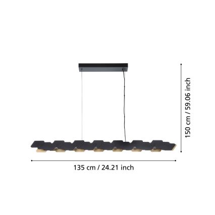 Eglo - Dimmbare LED-Hängeleuchte LED/44W/230V 3000K schwarz/golden
