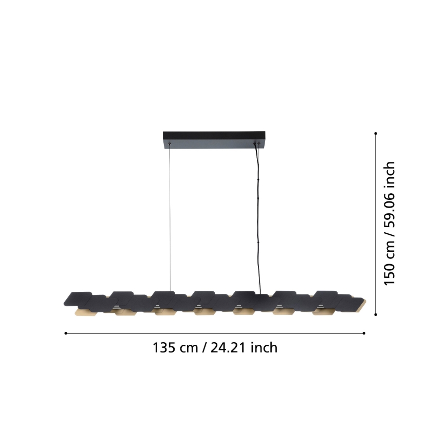 Eglo - Dimmbare LED-Hängeleuchte LED/44W/230V 3000K schwarz/golden