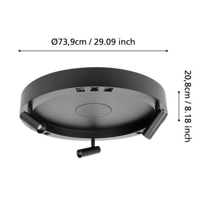 Eglo - Dimmbare LED-Deckenleuchte 3xLED/8W/230V + 3xLED/8,5W 3000K schwarz + Fernbedienung