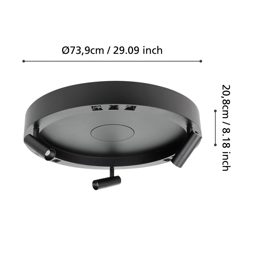 Eglo - Dimmbare LED-Deckenleuchte 3xLED/8W/230V + 3xLED/8,5W 3000K schwarz + Fernbedienung