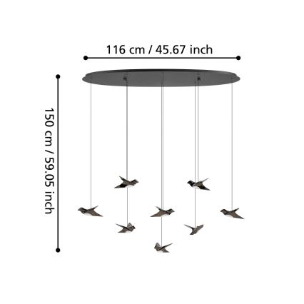 Eglo - Dimmbare LED-Hängeleuchte 8xLED/4,2W/230V 3000K schwarz