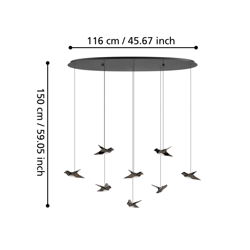 Eglo - Dimmbare LED-Hängeleuchte 8xLED/4,2W/230V 3000K schwarz