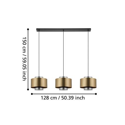 Eglo - Hängeleuchte 3xE27/40W/230V golden
