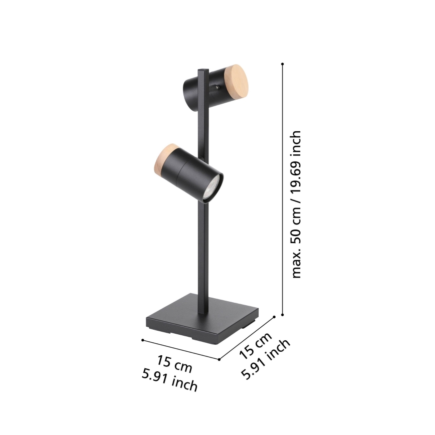 Eglo - LED-Tischleuchte 2xGU10/4,5W/230V 3000K schwarz/braun