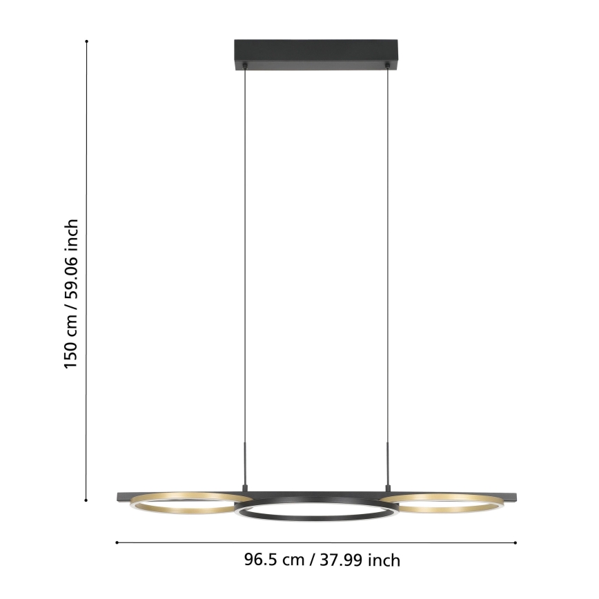 Eglo - Dimmbare LED-Hängeleuchte 2xLED/12,5W/230V + LED/15,5W 3000K schwarz