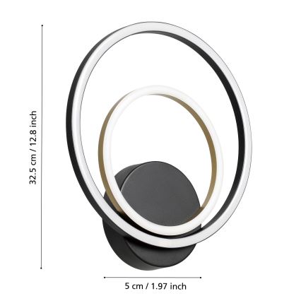Eglo - LED-Wandleuchte LED/12W/230V 3000K + 4xLED/2,1W 3000K schwarz
