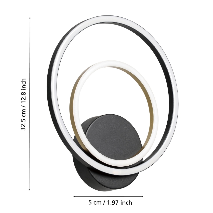 Eglo - LED-Wandleuchte LED/12W/230V 3000K + 4xLED/2,1W 3000K schwarz