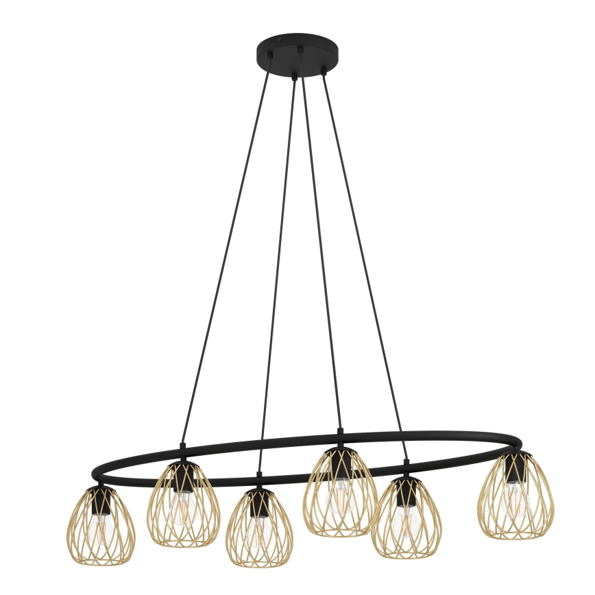 Eglo - Hängeleuchte 6xE27/40W/230V schwarz/golden