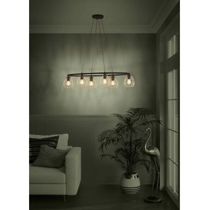 Eglo - Hängeleuchte 6xE27/40W/230V schwarz/golden