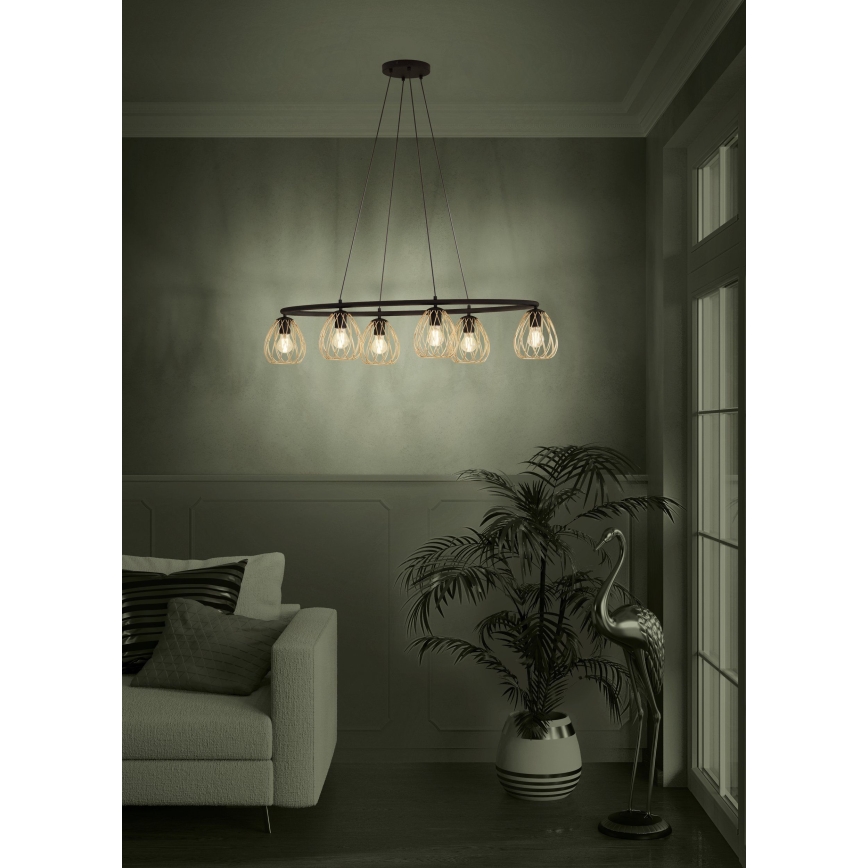 Eglo - Hängeleuchte 6xE27/40W/230V schwarz/golden