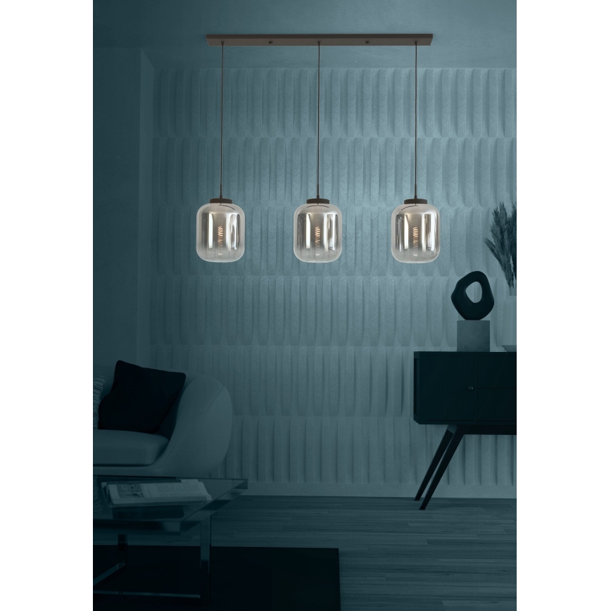 Eglo - Hängeleuchte 3xE27/40W/230V rauchig