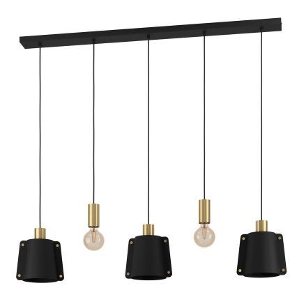 Eglo - Hängeleuchte 5xE27/40W/230V schwarz/golden