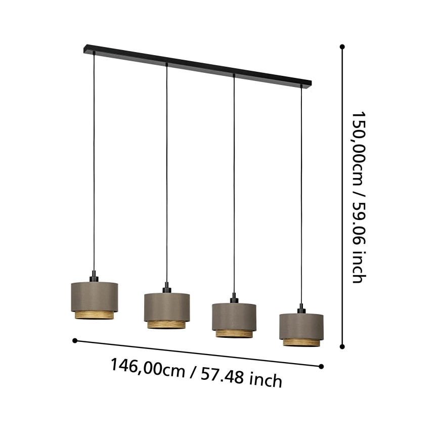 Eglo - Hängeleuchte 4xE27/40W/230V braun