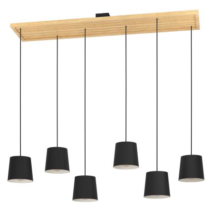 Eglo - Hängeleuchte 6xE27/40W/230V schwarz/braun