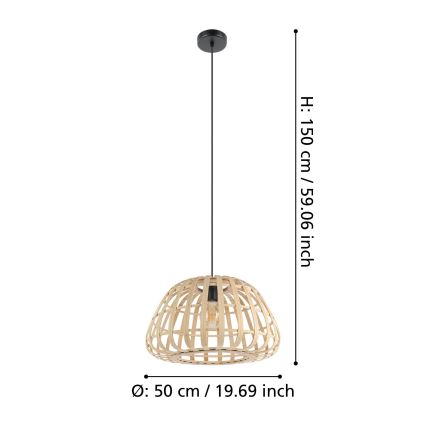 Eglo - Hängeleuchte 1xE27/40W/230V d 50 cm Bambus