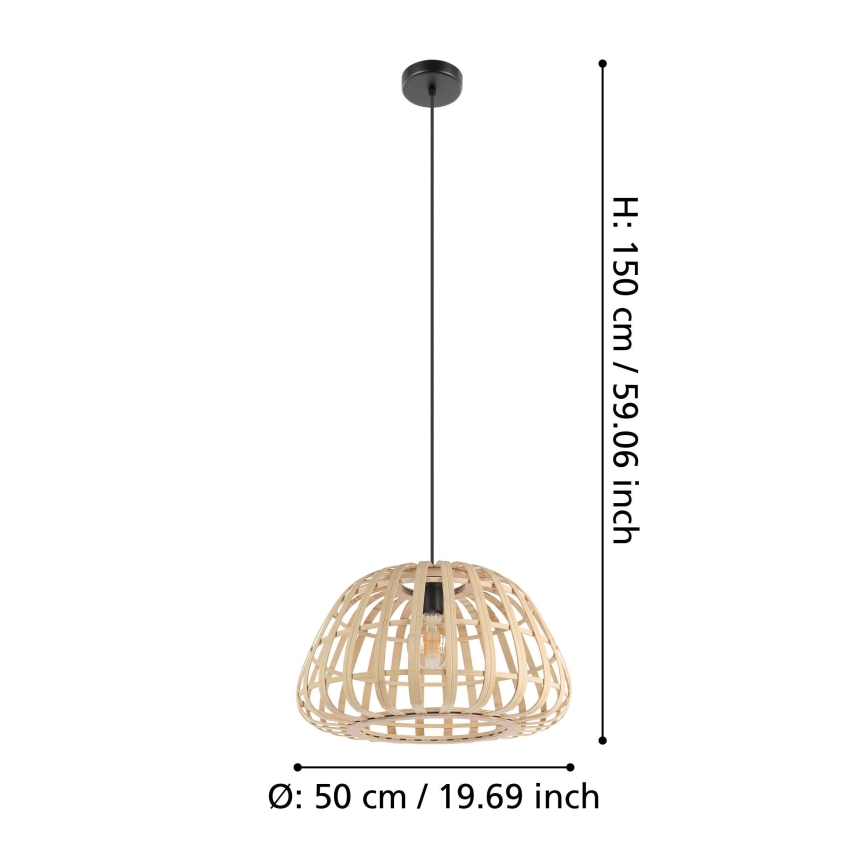 Eglo - Hängeleuchte 1xE27/40W/230V d 50 cm Bambus