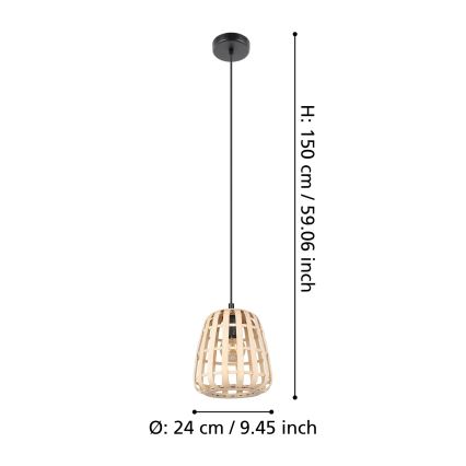 Eglo - Hängeleuchte 1xE27/40W/230V d 24 cm Bambus
