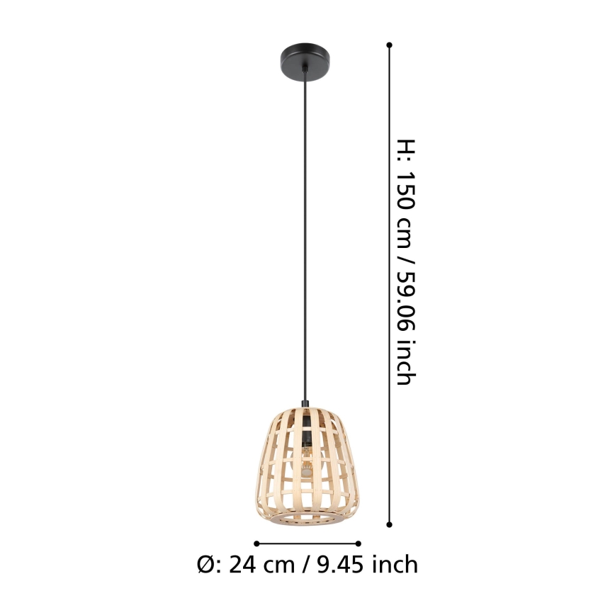 Eglo - Hängeleuchte 1xE27/40W/230V d 24 cm Bambus