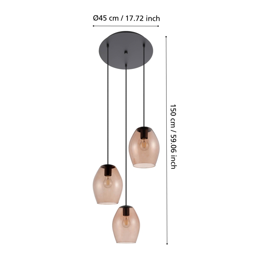 Eglo - Hängeleuchte 3xE27/40W/230V braun