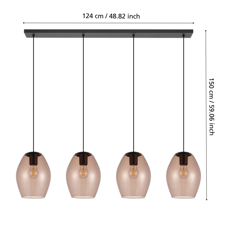 Eglo - Hängeleuchte 4xE27/40W/230V braun