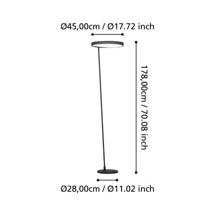 Eglo - Dimmbare LED-Stehleuchte LED/23W/230V 3000K schwarz